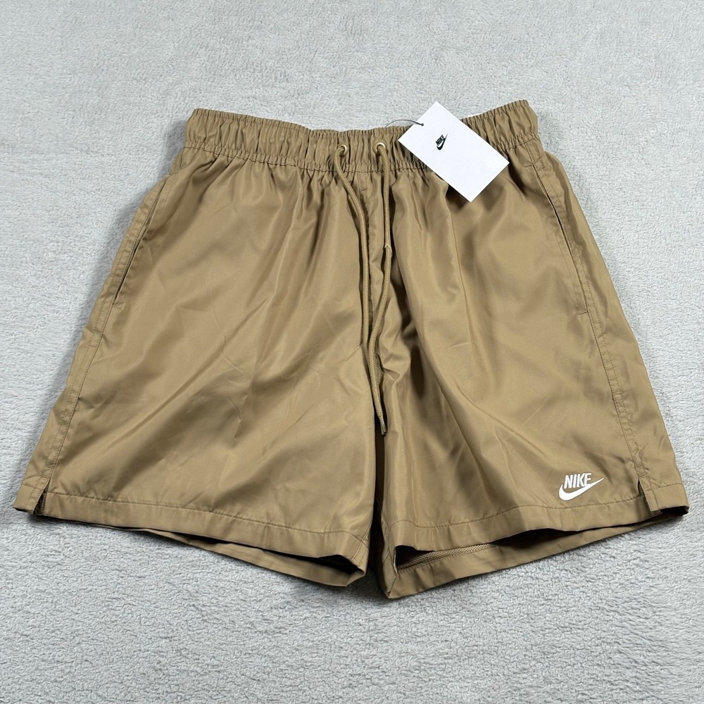 Nike Mens Woven Flow Shorts Khaki Tan Mesh Lined Above Knee FN3307-297 Small
